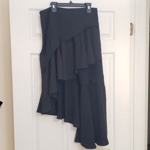 New VENUS Black Slant Ruffle Salsa Skirt